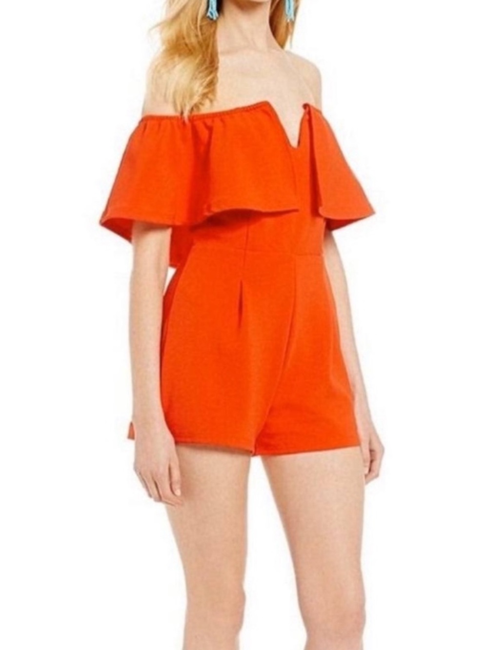 Gianni Bini Orange/Red Off-Shoulder Romper